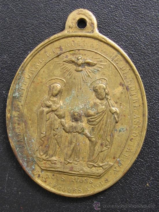 Antig&uuml;edades: Medalla religiosa 4x3 cm Laton - Foto 1