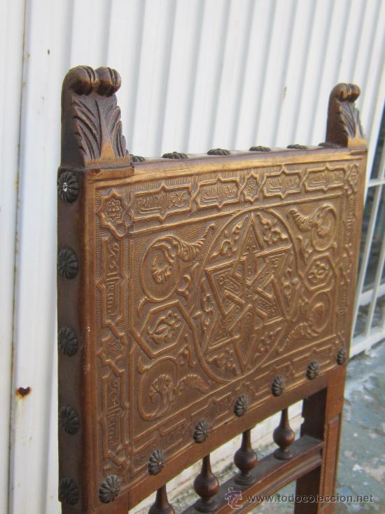 Antig&uuml;edades: SILLA EN NOGAL Y CUERO - Foto 5