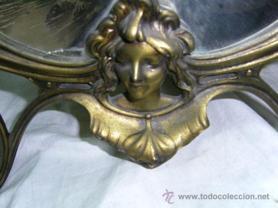 Antig&uuml;edades: ESPEJO METALICO DE SOBREMESA - Foto 3