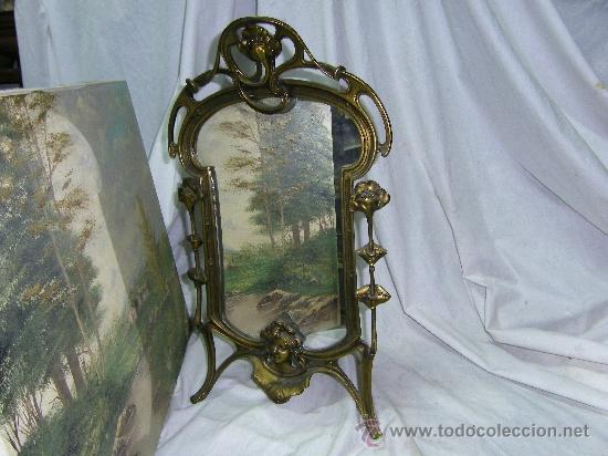 Antig&uuml;edades: ESPEJO METALICO DE SOBREMESA - Foto 1