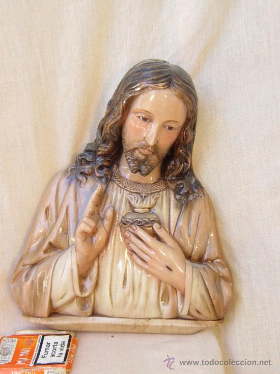 Antig&uuml;edades: CORAZON DE JESUS ANTIGUO EN ESTUCO - Foto 1