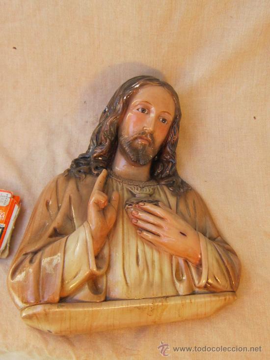 Antig&uuml;edades: CORAZON DE JESUS ANTIGUO EN ESTUCO - Foto 3