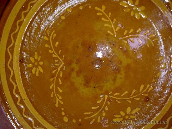 Antig&uuml;edades: antiguo lebrillo de barro con bonito rameado. - Foto 3