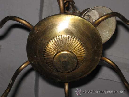 Antig&uuml;edades: Lampara de bronce de seis brazos. - Foto 2