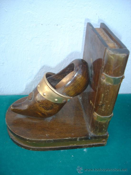Antig&uuml;edades: 2 sujetas libros de madera - Foto 2