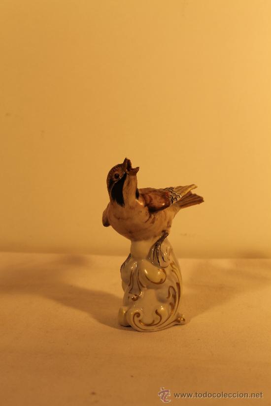 Antig&uuml;edades: PAJARILLO PORCELANA SOBRE ROCALLA