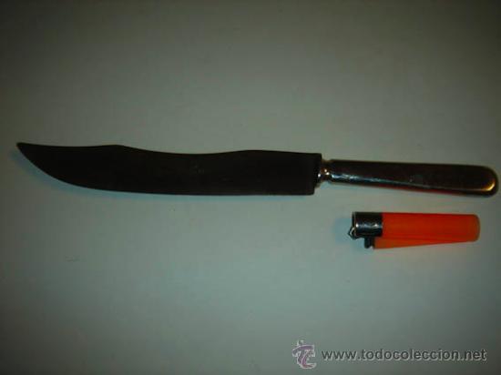 Antig&uuml;edades: Cuchillo de alpaca grande de 30cm de largo. - Foto 2