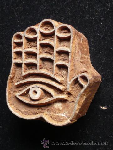 Antiquit&auml;ten: Sello de madera mano de f&aacute;tima