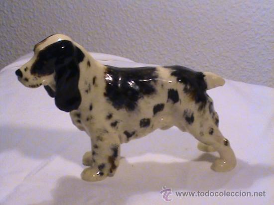 Antig&uuml;edades: Figura de perro cocker en porcelana tipo biscuit - Foto 1