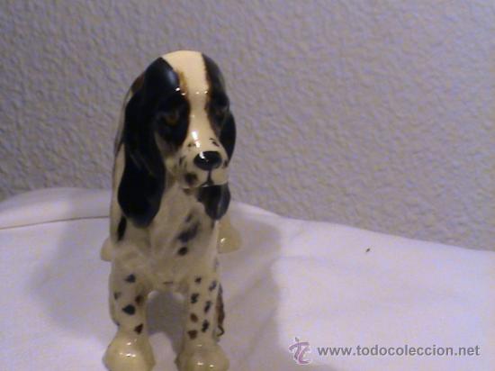 Antig&uuml;edades: Figura de perro cocker en porcelana tipo biscuit - Foto 2