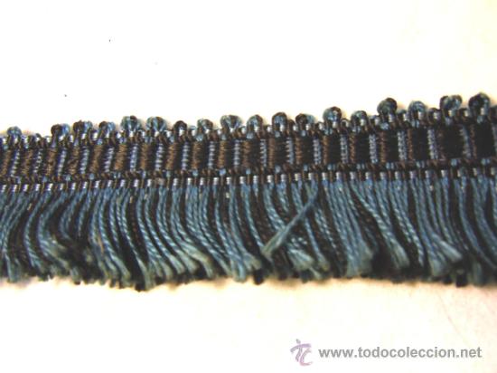 Antig&uuml;edades: GALON DE TAPICERIA DE ALGODON AZUL Y NEGRO - Foto 3