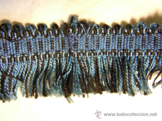 Antig&uuml;edades: GALON DE TAPICERIA DE ALGODON AZUL Y NEGRO - Foto 2
