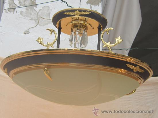 Antig&uuml;edades: LAMPARA DE TECHO EN METAL Y CRISTAL - Foto 1