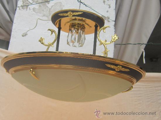 Antig&uuml;edades: LAMPARA DE TECHO EN METAL Y CRISTAL - Foto 2