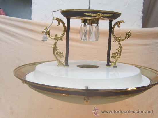 Antig&uuml;edades: LAMPARA DE TECHO EN METAL Y CRISTAL - Foto 4