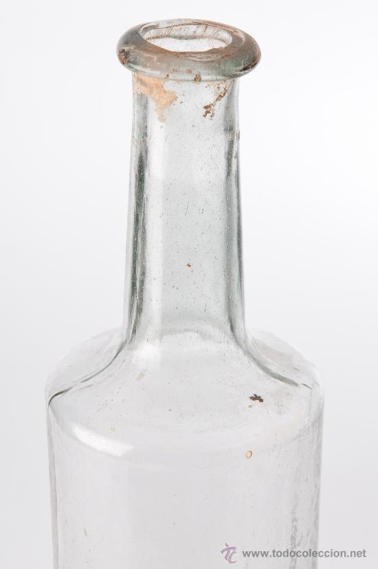 Antig&uuml;edades: BOTELLA DE VIDRIO TRANSPARENTE MITAD DEL S-XIX - Foto 2