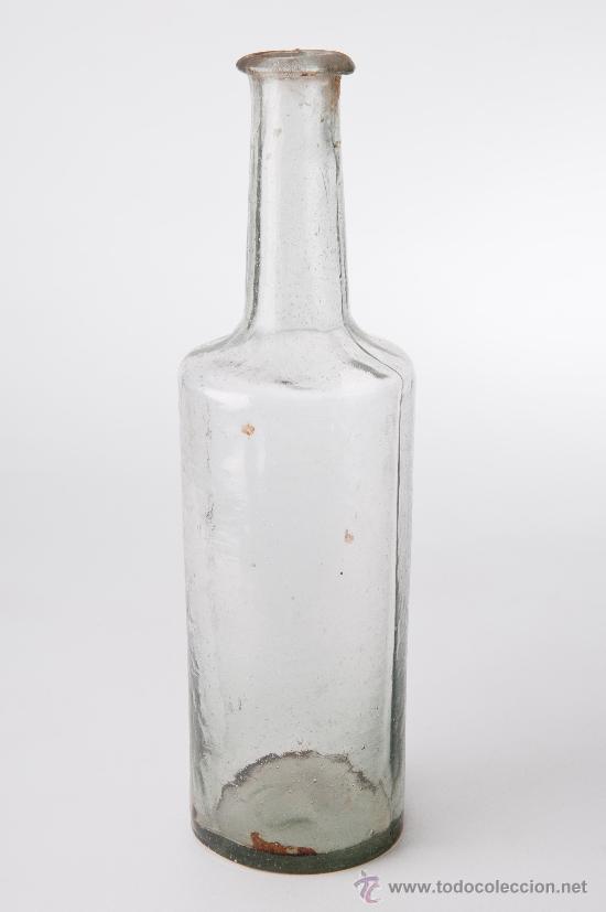 Antig&uuml;edades: BOTELLA DE VIDRIO TRANSPARENTE MITAD DEL S-XIX - Foto 3