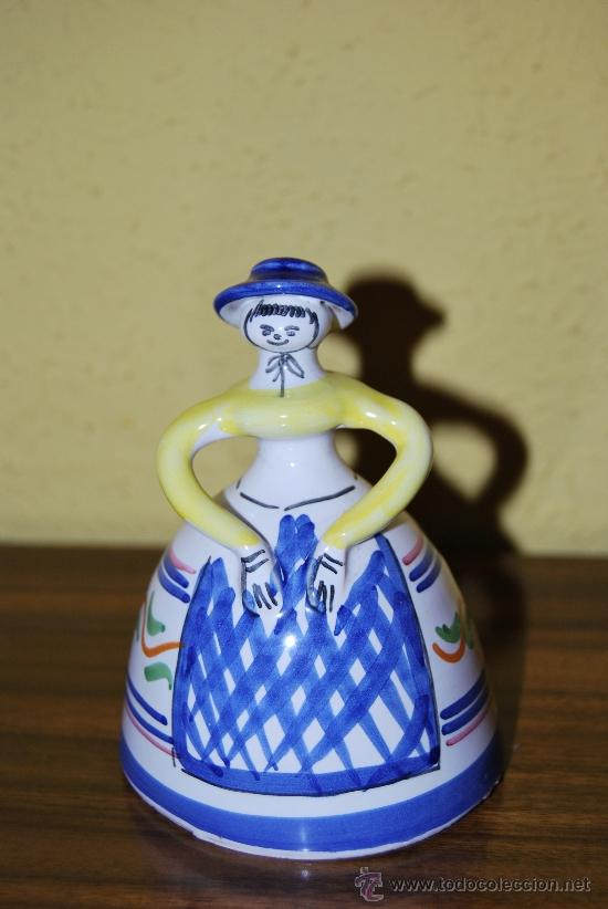 Antig&uuml;edades: CAMPANA DE CER&Aacute;MICA - SE&Ntilde;ORA - Foto 2