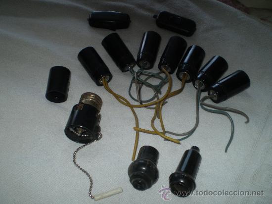 Antig&uuml;edades: 13 PIEZAS DE ENCHUFES Y PORTALAMPARAS - Foto 1