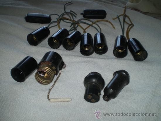 Antig&uuml;edades: 13 PIEZAS DE ENCHUFES Y PORTALAMPARAS - Foto 2