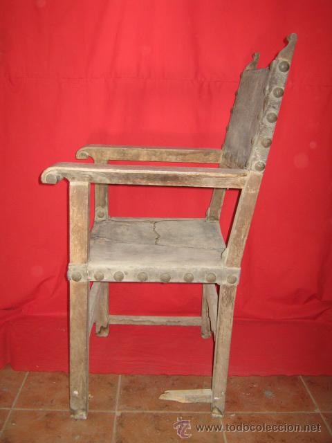 Antig&uuml;edades: Antiguo sill&oacute;n de nogal, para restaurar. - Foto 4