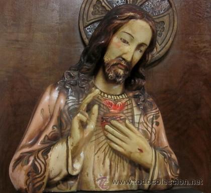 Antig&uuml;edades: SAGRADO CORAZON DE JESUS - RETABLO PARA PARED - Foto 2