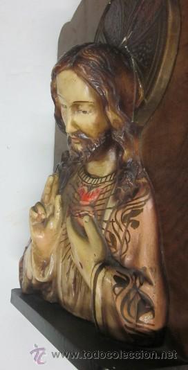 Antig&uuml;edades: SAGRADO CORAZON DE JESUS - RETABLO PARA PARED - Foto 3