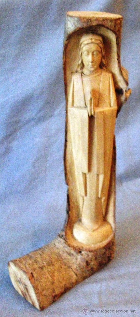 Antiquit&auml;ten: ESCULTURA O TALLA VIRGEN MADERA DE FRESNO MIDE 29X12 CM.