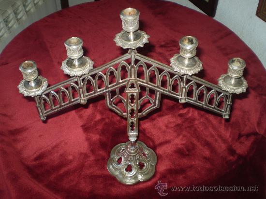 Antig&uuml;edades: CANDELABRO NEOGOTICO S XIX ECLESIASTICO - Foto 1