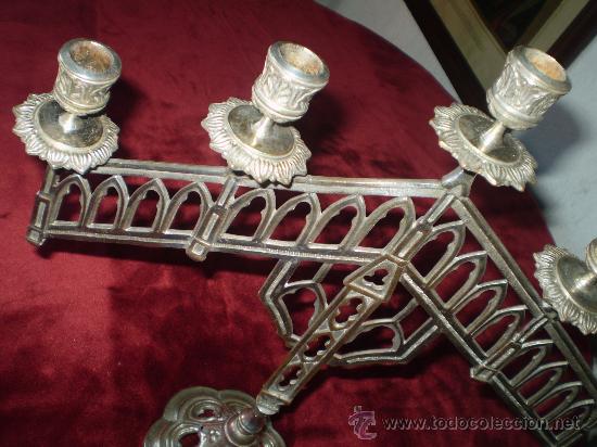 Antig&uuml;edades: CANDELABRO NEOGOTICO S XIX ECLESIASTICO - Foto 3