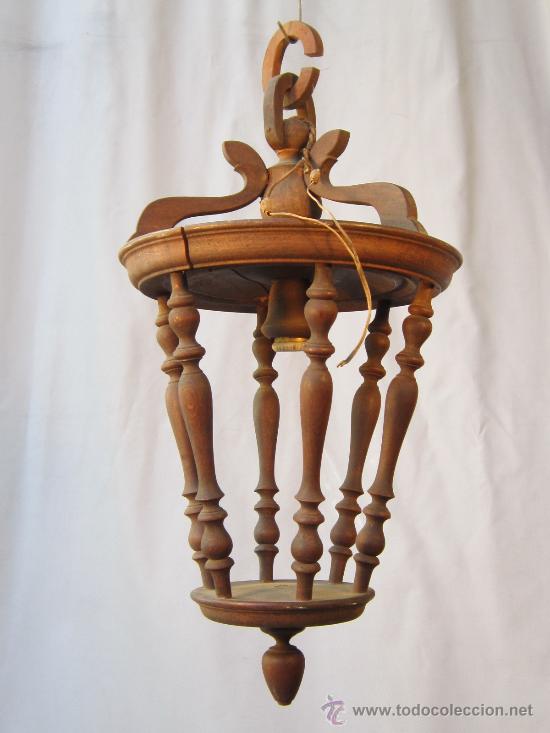 Antig&uuml;edades: LAMPARA DE TECHO EN MADERA - Foto 1
