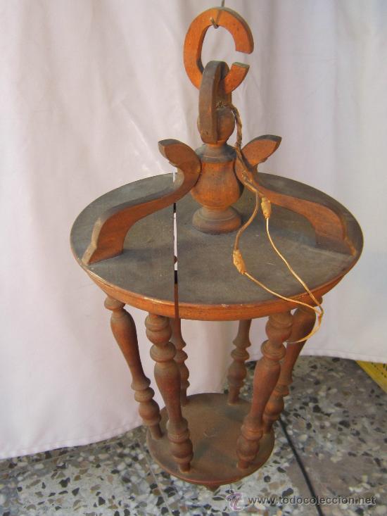 Antig&uuml;edades: LAMPARA DE TECHO EN MADERA - Foto 3