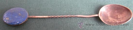 Antig&uuml;edades: CUCHARILLA de plata .. Con esmalte azul - Foto 1