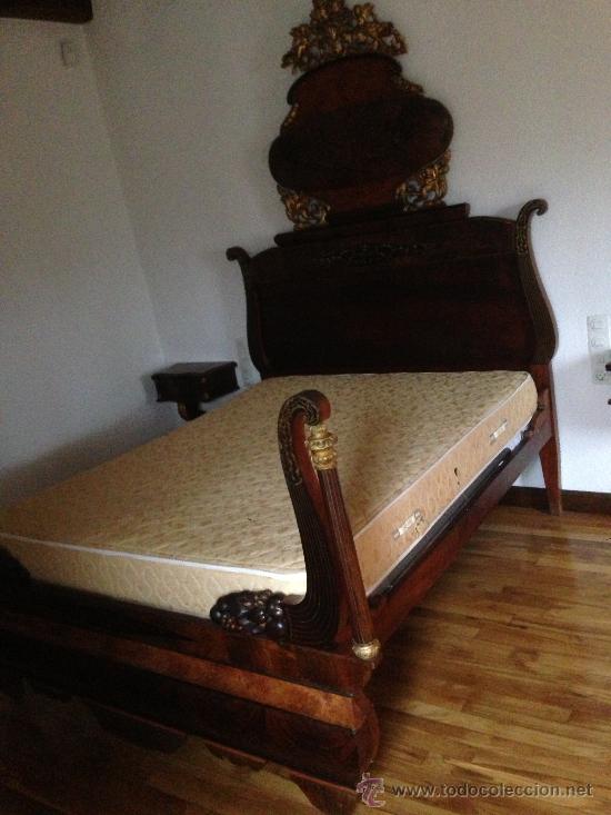 Antigüedades: Importante cama Isabelina en madera de caoba, matrimonio - Foto 1 - 36116008