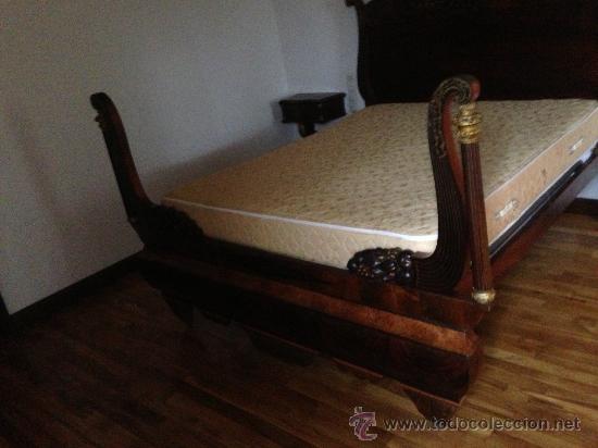 Antigüedades: Importante cama Isabelina en madera de caoba, matrimonio - Foto 4 - 36116008