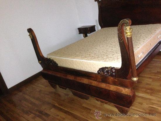 Antigüedades: Importante cama Isabelina en madera de caoba, matrimonio - Foto 5 - 36116008