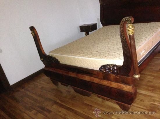 Antigüedades: Importante cama Isabelina en madera de caoba, matrimonio - Foto 2 - 36116008