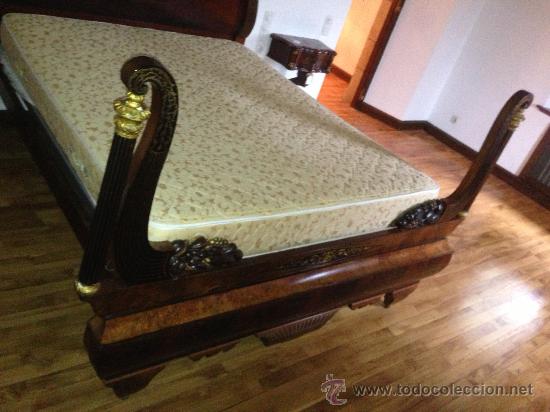 Antigüedades: Importante cama Isabelina en madera de caoba, matrimonio - Foto 7 - 36116008