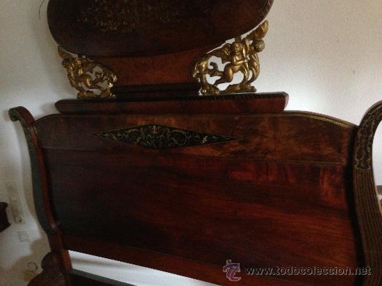 Antigüedades: Importante cama Isabelina en madera de caoba, matrimonio - Foto 13 - 36116008