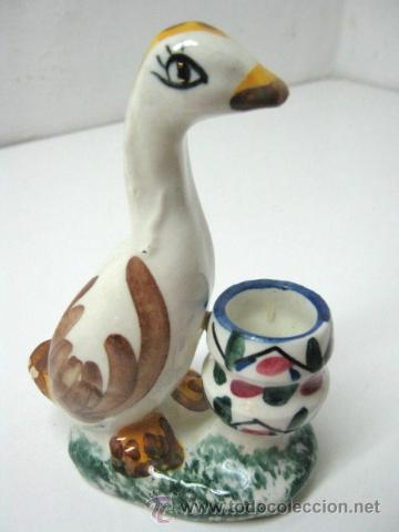 Antig&uuml;edades: Antiguo palillero cerillero con oca - ceramica esmaltada popular