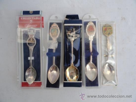 Antig&uuml;edades: LOTE DE 5 CUCHARAS DE COLECCI&Oacute;N. - Foto 1
