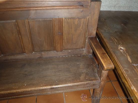 Antig&uuml;edades: 2 ESCA&Ntilde;OS ESCA&Ntilde;O Y MESA DE MADERA - Foto 4