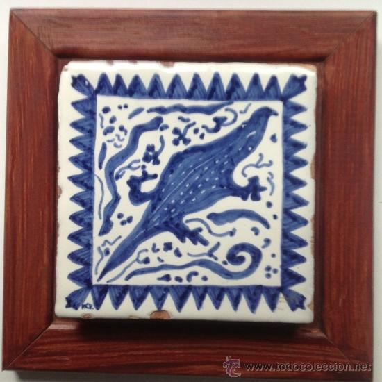 Antig&uuml;edades: Azulejo hecho a mano. Drag&oacute;n. 2 cuadros por solo 25&euro;