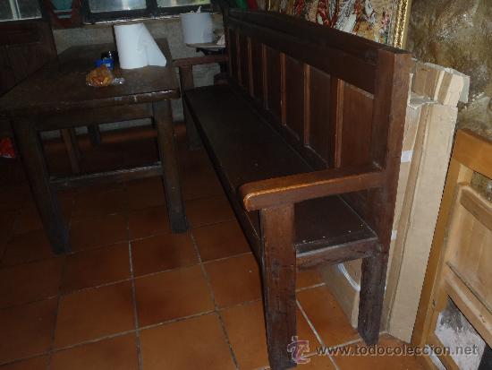 Antig&uuml;edades: 2 ESCA&Ntilde;OS ESCA&Ntilde;O Y MESA DE MADERA - Foto 7