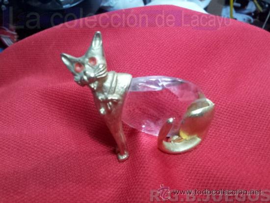 Antiguidades: GATO GOTA DE CRISTA Y METAL DORADO