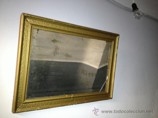 Antig&uuml;edades: ANTIGUO ESPEJO DE PARED MARCO PAN DE ORO - Foto 1