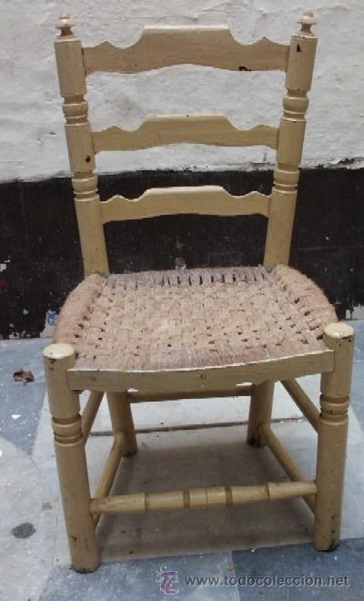 Antig&uuml;edades: SILLA DE MADERA CON ASIENTO DE ENEA    SILLA-004 - Foto 1