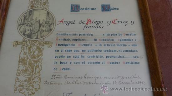 Antig&uuml;edades: BEATISIMO PADRE JOSEPH MINGONE DOCUMENTO 1950 ENMARCADO - Foto 3