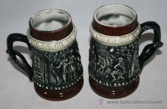 Antig&uuml;edades: 2 JARRAS ANTIGUAS ESMALTADAS - 14 CM - Foto 1