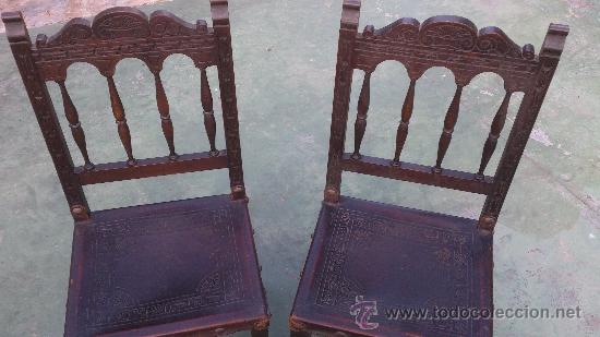 Antig&uuml;edades: LOTE 2 SILLAS RENACIMIENTO - Foto 1